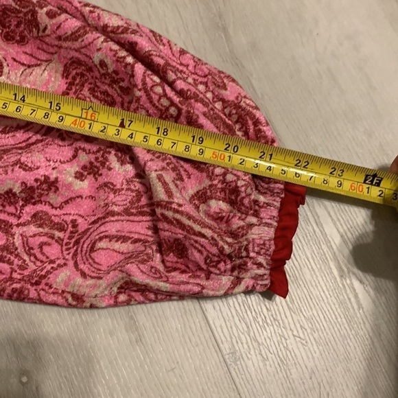 Free People Dare Me Velvet Smocked Blouse In Retro Combo. NWT! Sz S - Picture 10 of 12